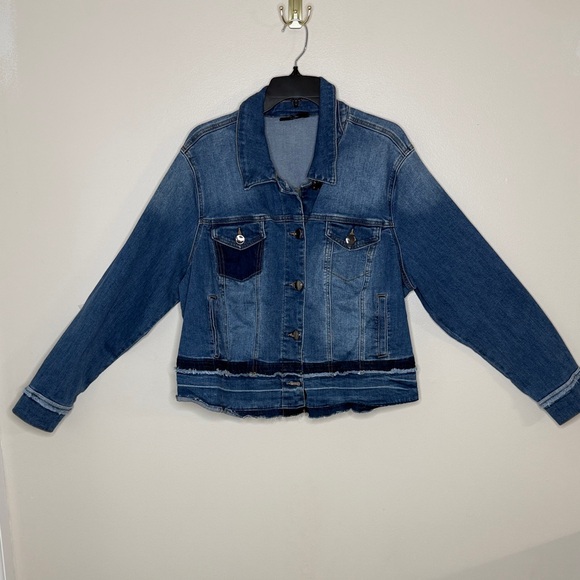 Lane Bryant Jackets & Blazers - Lane Bryant Classic Blue Denim Jacket with Fringe Size 18